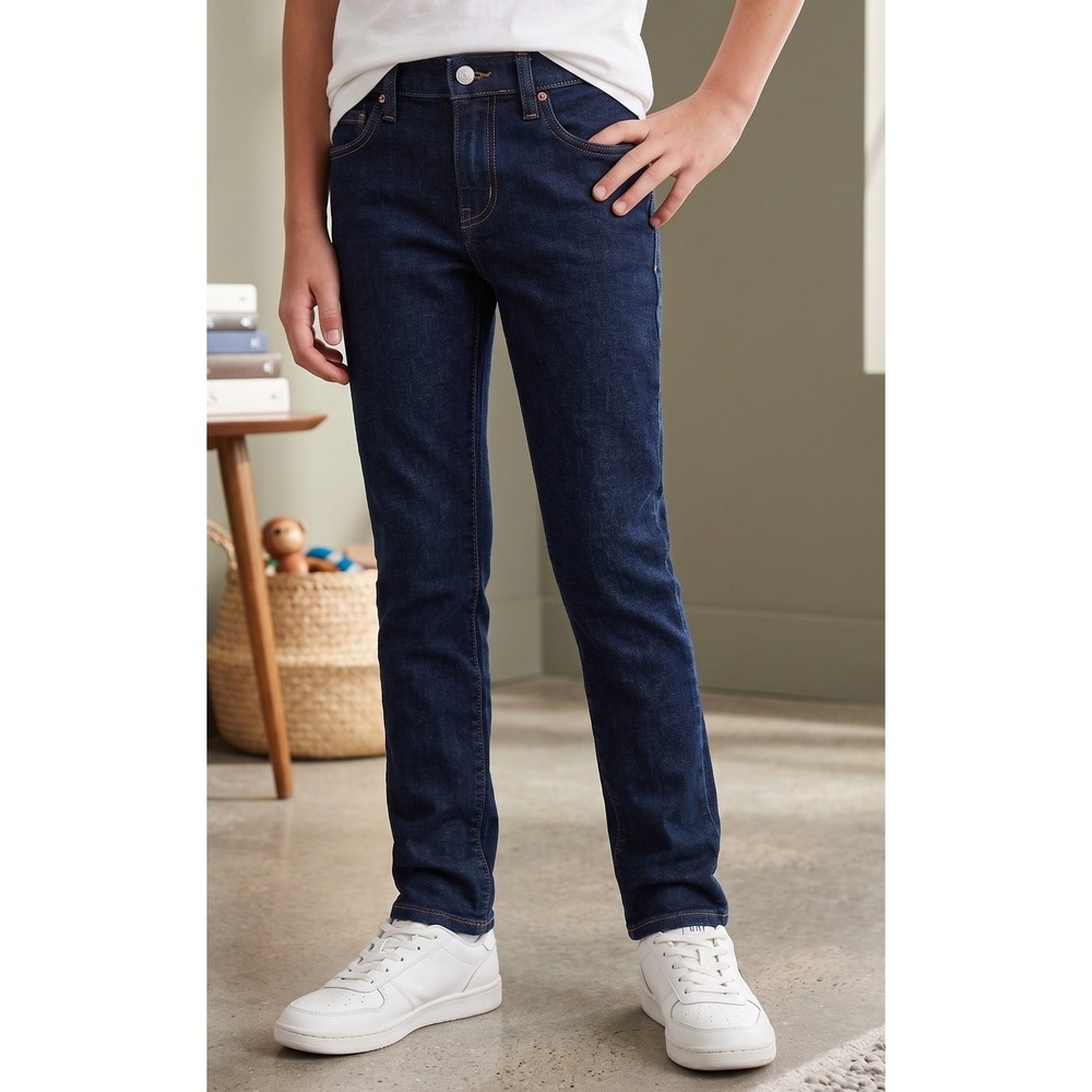 Gap‎ Kids Boys Slim Denim Jeans Size 14 Dark Blue High Stretch Adjustable Waist